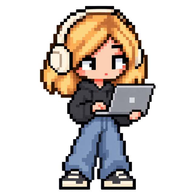 Pixel sprite of Hanna as a UI designer