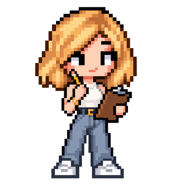 Pixel sprite of Hanna as a user researcher
