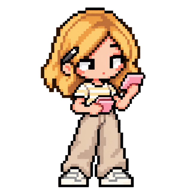 Pixel sprite of Hanna as a UX designer